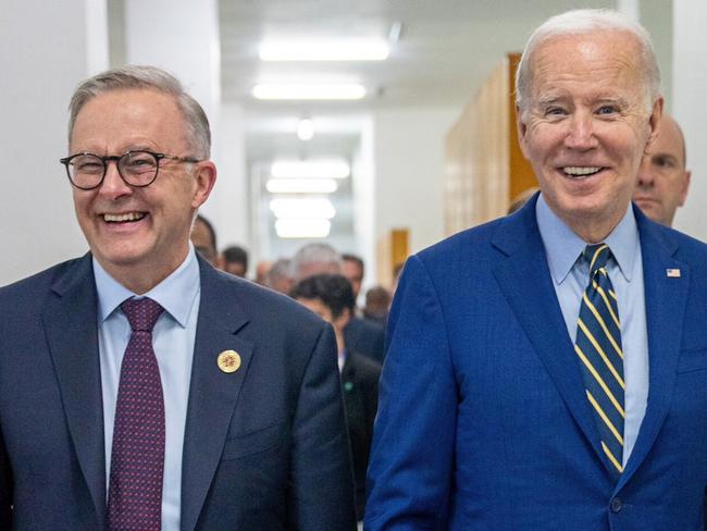 13/11/2022: Prime Minister Anthony Albanese meets with US President Joe Biden in Cambodia for a bilateral meeting during the East Asia-Summit. Picture: Twitter / @AlboMP