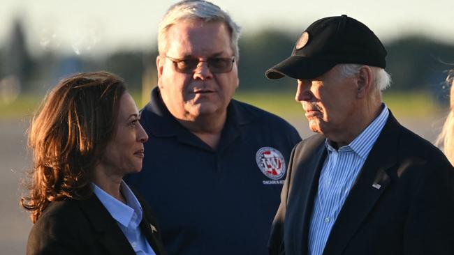 US Vice-President and Democratic presidential candidate Kamala Harris with outgoing US President Joe Biden. Picture: Andrew Caballero-Reynolds/AFP