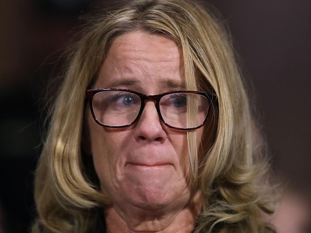 Christine Blasey Ford testifies before the Senate Judiciary Committee. Picture: Getty