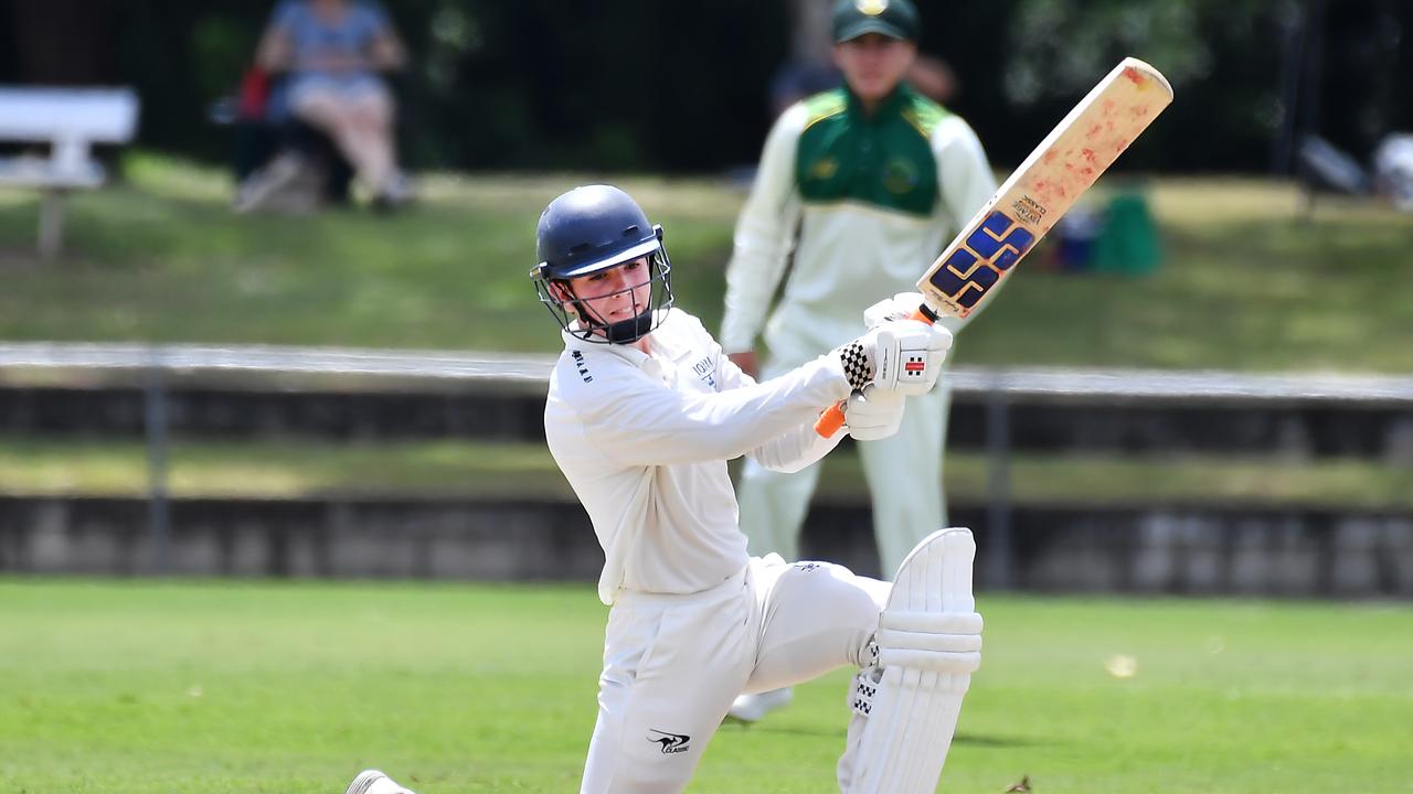 Iona College batsman Jack Milligan AIC First XI match between St Patrick's College and Iona College. Saturday February 12, 2022. Picture, John Gass