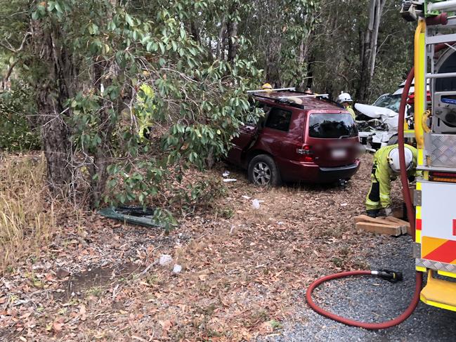 RACQ Capricorn Rescue on scene at the Tanby Rd crash.