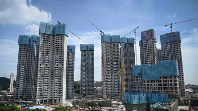 The under-construction housing complex by Chinese property developer Poly Group in Dongguan, in China's southern Guangdong province. Picture: AFP