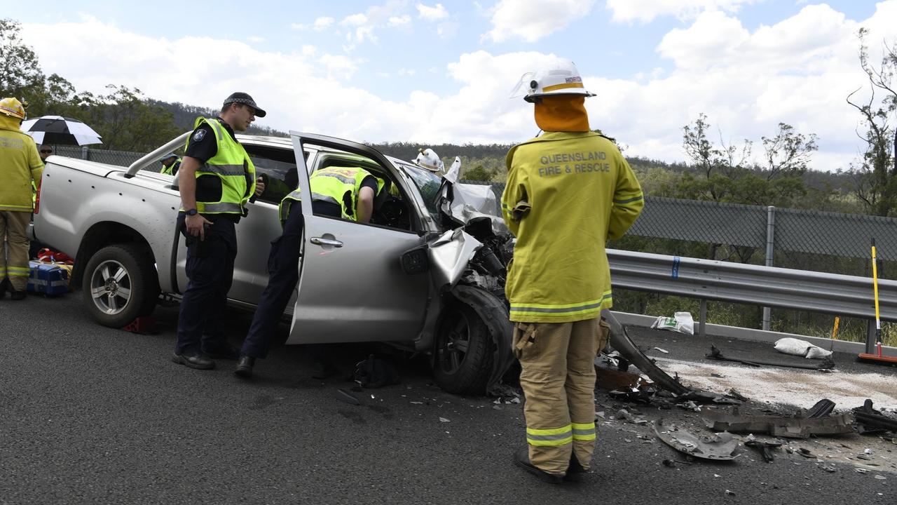 DON’T BECOME A STATISTIC: Darling Downs police are urging drivers to be safe this weekend as state road tolls reach worrying highs. Emergency services on the scene of the Toowoomba Bypass crash in November 2020. Picture: File