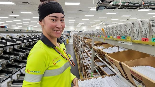 Elmay Viking, 27, of Brisbane, is a professional golfer who also works at Australia Post's Northgate facility in an ongoing capacity, after having started as a Christmas casual in 2017.