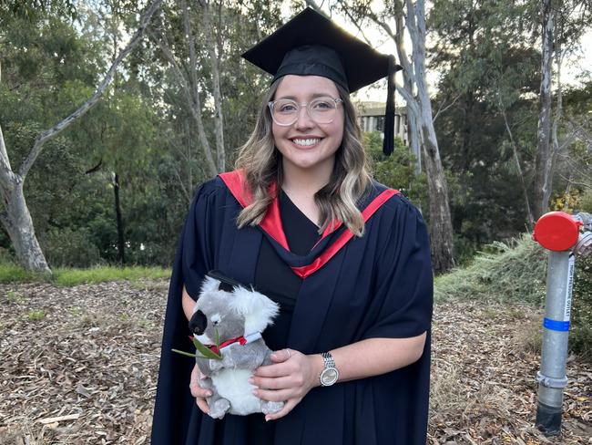 Sasha Yakimov graduates with a Master of Nursing from La Trobe University on May 14, 2024. Picture: Brittany Busch