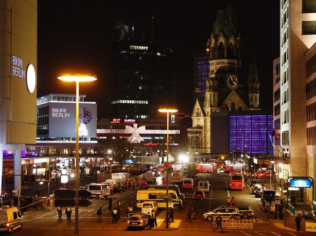 A general view shows the site where a truck speeded into a christmas market in Berlin, on December 19, 2016 killing nine persons and injuring at least 50 people. Picture: AFP