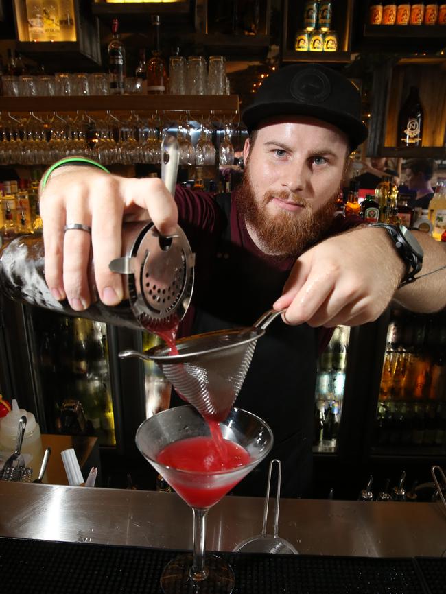 Fairy floss martini is made with ingredients including fresh raspberry puree.