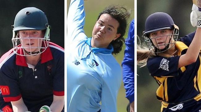 Representative cricketers Ella Tilburg, Kate McTaggart and Ava Drury. Picture: Sue Graham