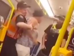 Footage has emerged as a disabled woman is dragged off an Adelaide train by SA Police. Picture: 7NEWS