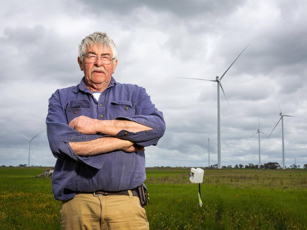 Mr Coad where he found wind farm debris, 800 metres from the closest turbine. Picture: Mark Stewart