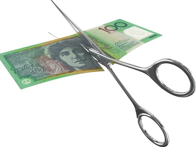 Australian money and scissors