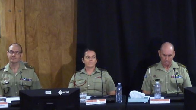 Chaplin Gary Pope, Joint Health Unit NQ commanding officer Lieutenant Colonel Karen Such and Transfer and Transition Detachment commander Major Tony Kennedy.