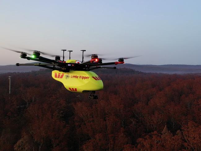 The Ripper Rescue Drone Alliance in skies above Mogo, New South Wales. Picture: Westpac Little Ripper.