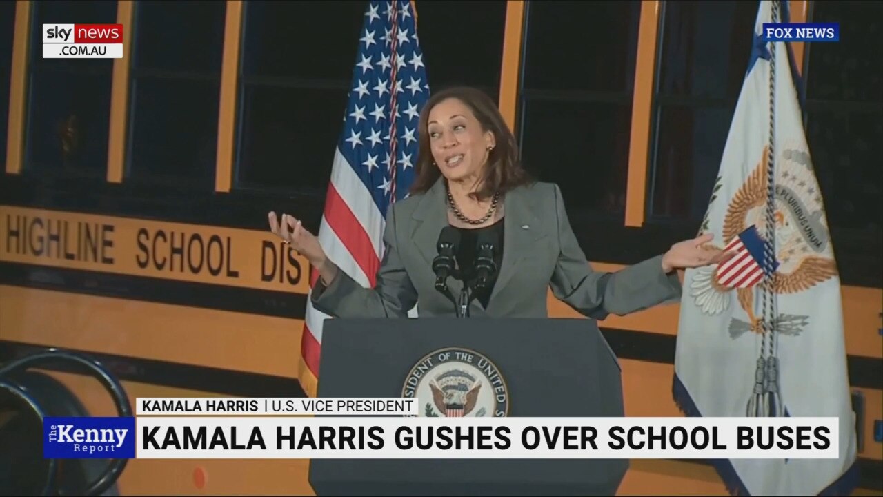 ‘Bumbling diplomacy’ Kamala Harris gushes over yellow school buses