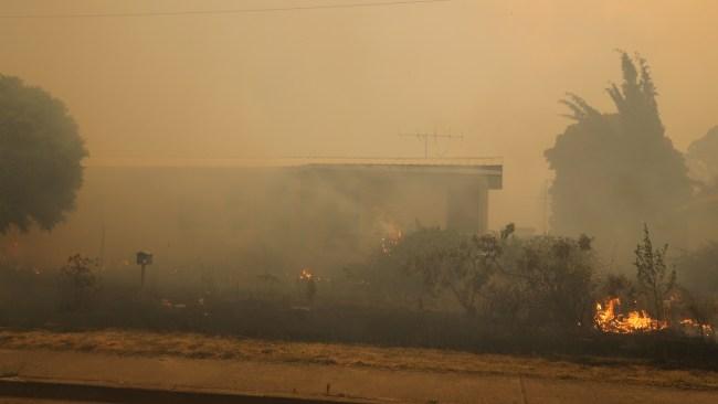 Fire burns around the town of Batlow. Picture Rohan Kelly