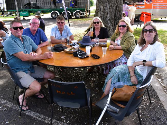 The Gippsland Beer Fest in Tinamba on Saturday, November 16, 2024: Peter Howe, Brian Purcell, Neil Gannon, Trish Howe, Wendy Purcell and Keryn Gannon. Picture: Jack Colantuono