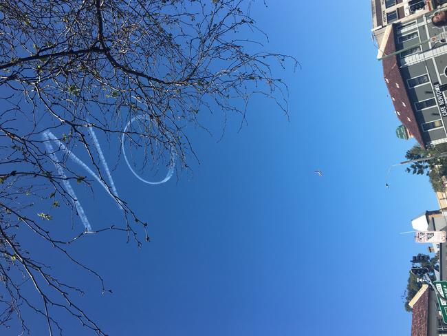 ‘Vote No’ written in the sky above Newtown in Sydney. Picture: Supplied