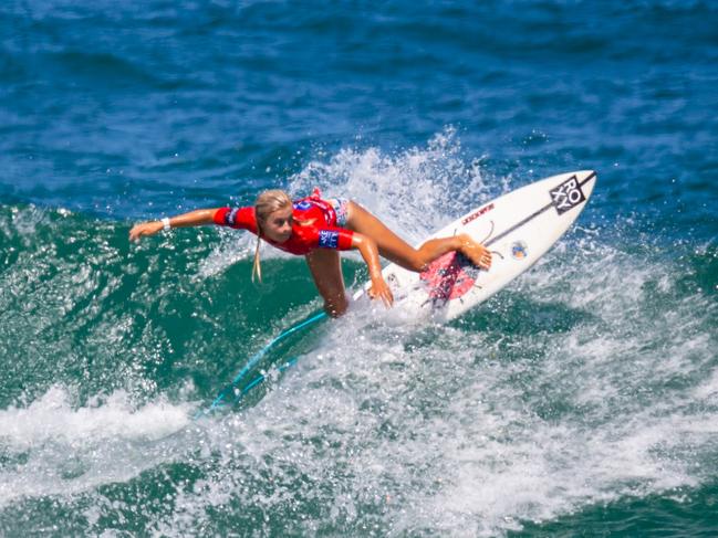 South Coast surfer Keira Buckpitt during the final of the 2023 Lake Mac City Pro Junior event. Photo: WSL/Paul Danovaro