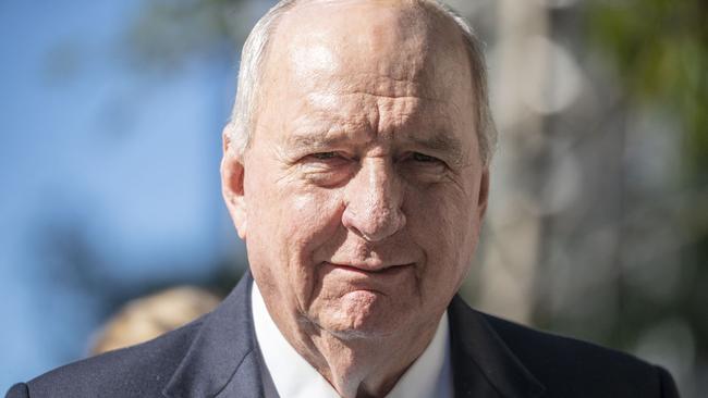 Radio broadcaster Alan Jones arrives at the Supreme Court in Brisbane, Monday, May 21, 2018. The Toowoomba-based Wagner family are suing the talkback radio host over comments he made during 32 broadcasts in 2014 and 2015. (AAP Image/Glenn Hunt) NO ARCHIVING