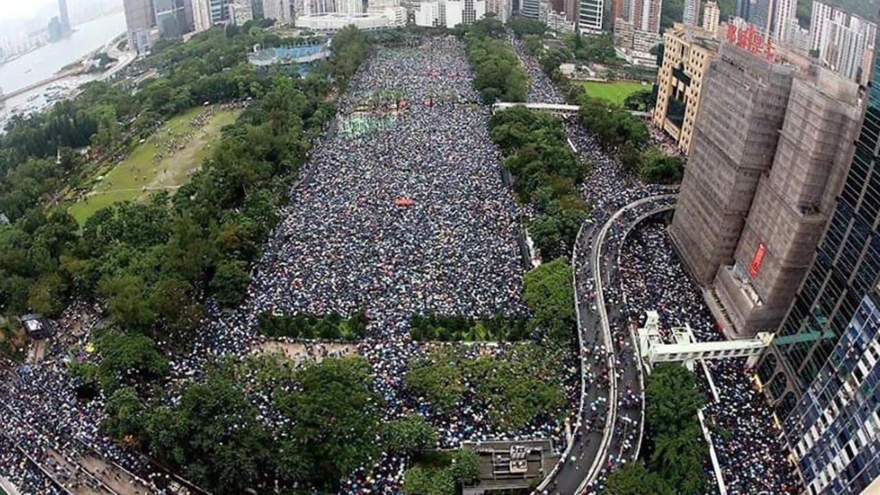 An estimated crowd of 1.7 million people protest in Hong Kong. Picture: Twitter/