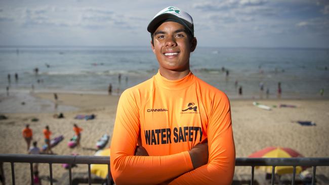 Lifesaver Reagan Morel, 15, trains nippers at the Mornington Life Saving Club. Picture: Andrew Batsch