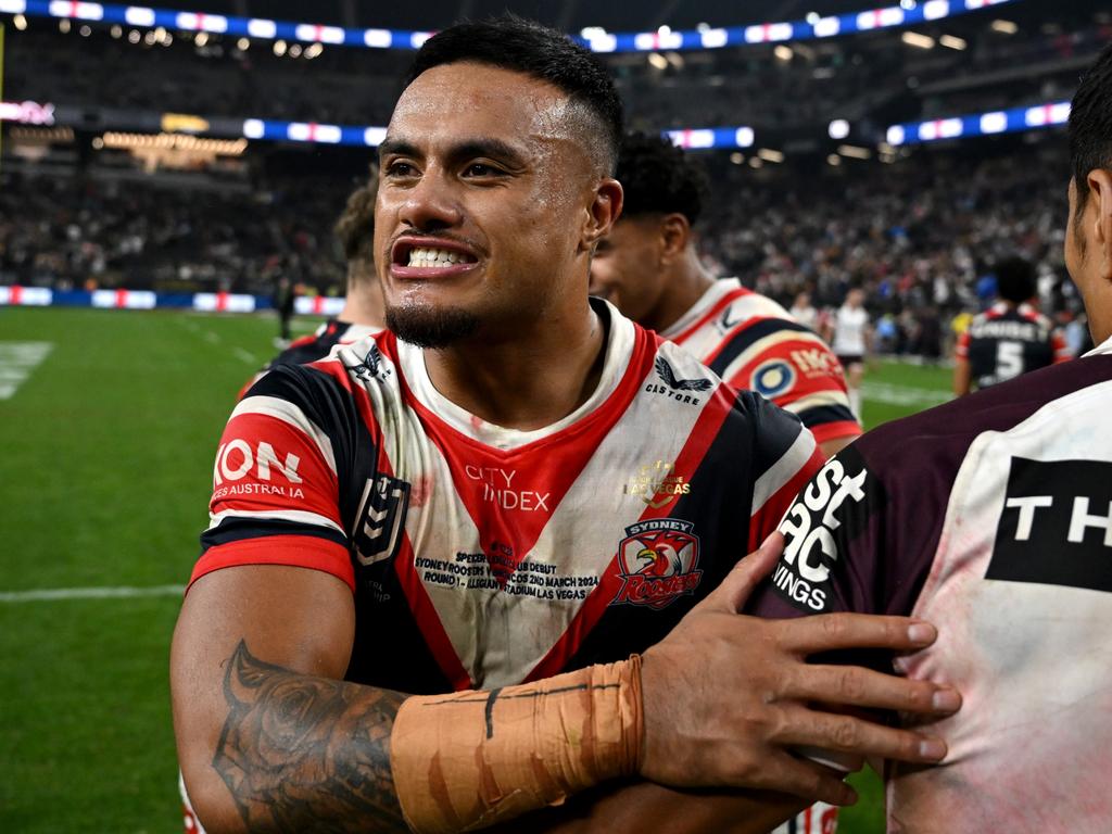 Spencer Leniu after the game in Las Vegas. Picture: NRL