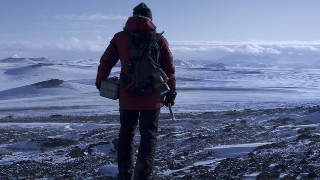 This image released by Bleecker Street shows Mads Mikkelsen in a scene from "Arctic." (Bleecker Street via AP)