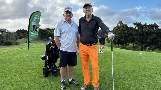 Geoff Weinberg and Roy Eagle on the first hole at Moore Park Golf Course.