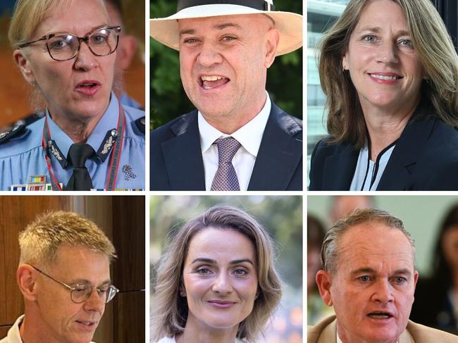 (clockwise from top left) Former Police Commissioner Katarina Carroll; former Chief Health Officer John Gerrard; Qld Investment Corporation CEO Rampa; Public Sector Commissioner David Mackie; former director-general Jasmina Joldic; former Department of Premier and Cabinet director-general Mike Kaiser.