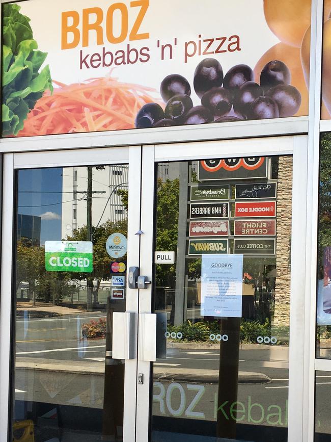 A sign on the front door of Broz Kebabs explained high rent was the reason they were forced to close on Friday last week. Picture: Darren Cartwright