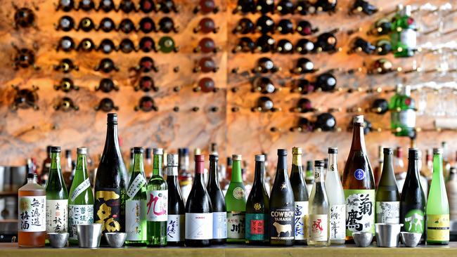 With 27 sakes on the menu, Barangaroo restaurant Fujisaki has more than plenty to meet the growing popularity of the fermented Japanese rice-based drink. Picture: Troy Snook