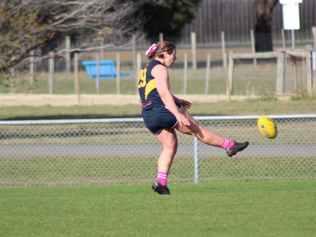 SFLW Community League - Action from Sorell v St Virgils during the annual Pink Sock-Carolyn Birch Memorial Match. Picture: Jake Garland