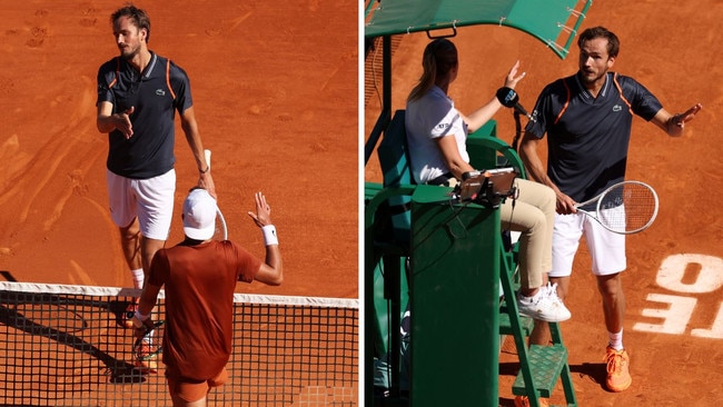 Daniil Medvedev made a cheeky comment to Holger Rune as they shook hands. Pictures: Getty