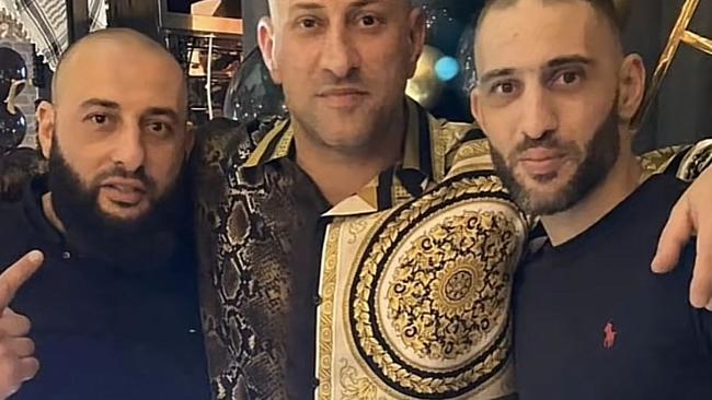 Abdul Zahed (right), the youngest brother of Comanchero bikie boss Tarek Zahed (centre), has been charged by police over the 2014 murder of an underworld rival. Picture: Supplied