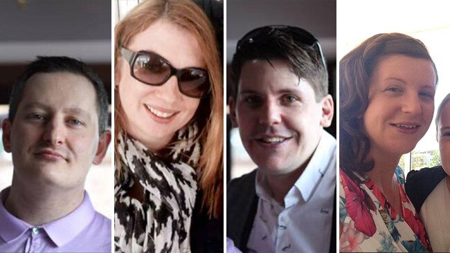 The four victims of the Dreamworld tragedy — Roozi Araghi, Cindy Low, Luke Dorsett and Kate Goodchild. Pictures: Supplied