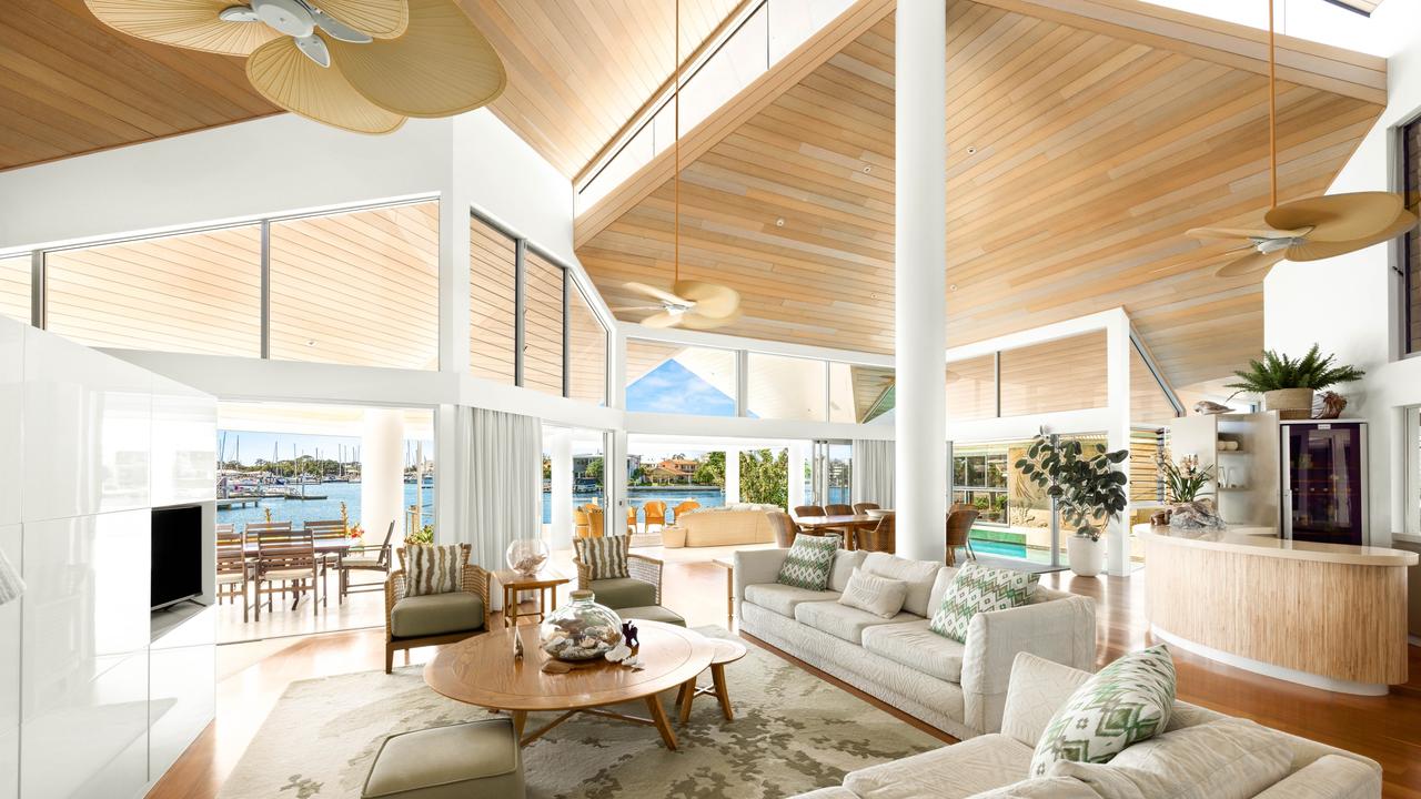 The property boasts 94sq m of Mooloolah River frontage, designed by Mr Pratt to resemble a resort.