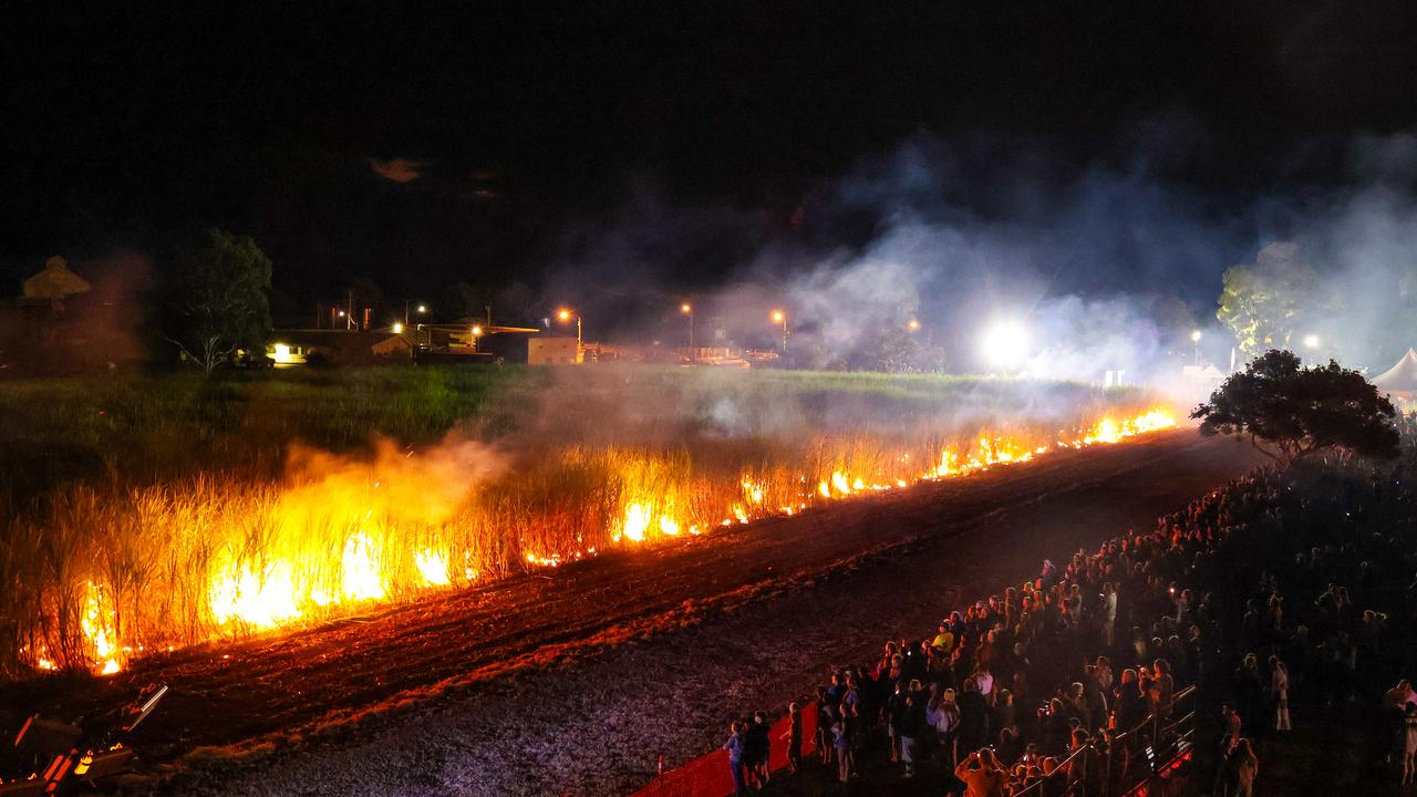 The cane is lit on fire at Sweet Days, Hot Nights.
