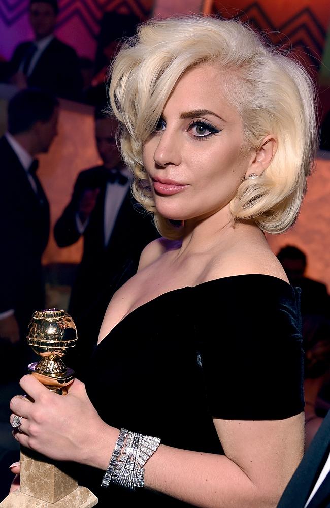 Lady Gaga at the Fox Golden Globes after party. Picture:Splash News Australia