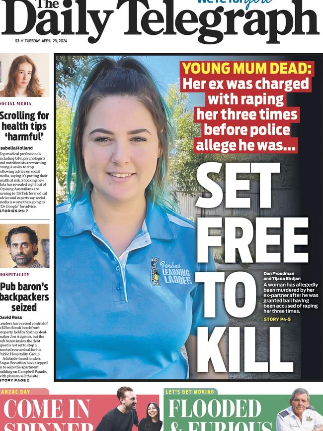 Front cover on Molly Ticehurst’s death on April 23, 2024.