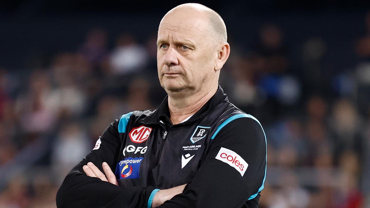 BRISBANE, AUSTRALIA - SEPTEMBER 09: Ken Hinkley, Senior Coach of the Power is seen during the 2023 AFL Second Qualifying Final match between the Brisbane Lions and the Port Adelaide Power at The Gabba on September 09, 2023 in Brisbane, Australia. (Photo by Michael Willson/AFL Photos via Getty Images)