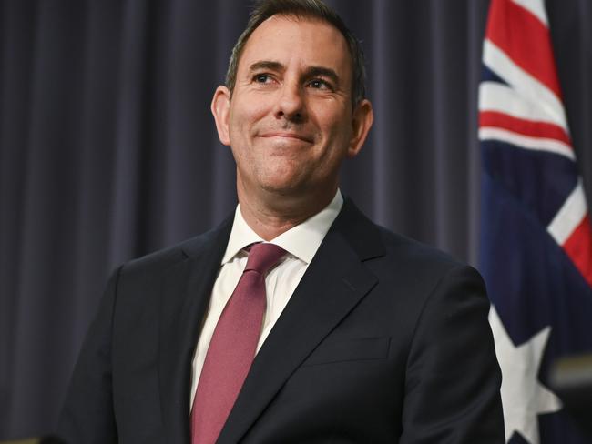 CANBERRA, AUSTRALIA  - NewsWire Photos - December 18, 2024:  Treasurer Jim Chalmers and Minister for Finance Katy Gallagher release the mid-year Budget update during a press conference at Parliament House in Canberra. Picture: NewsWire / Martin Ollman