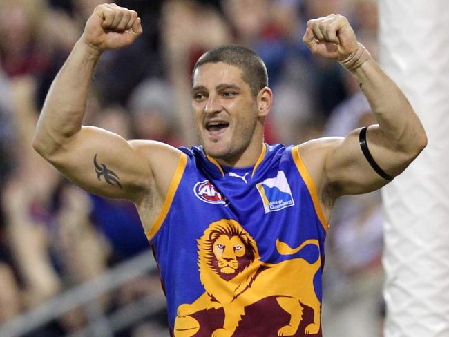 Brendan Fevola in the Lions’ 2010 alternate jumper. Picture: Darren England