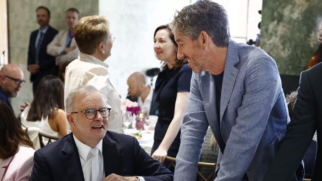 Anthony Albanese and Atlassian co founder Scott Farquhar at the Packer Family Foundation lunch in February. Picture: Richard Dobson.