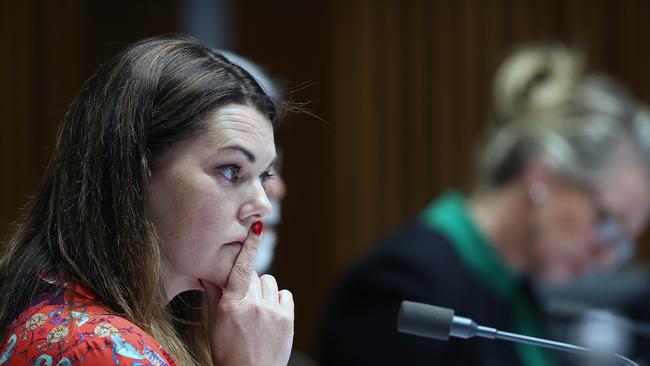 Senator Sarah Hanson-Young called out the government senator who she said made ‘animal noises’ while Senator Jacqui Lambie was speaking on Tuesday. Picture: NCA NewsWire / Gary Ramage