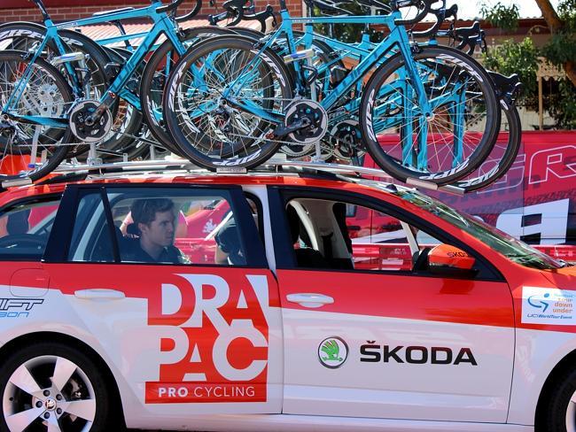 The Drapac team car locked and loaded before the men's road race. Picture: Reece Homfray