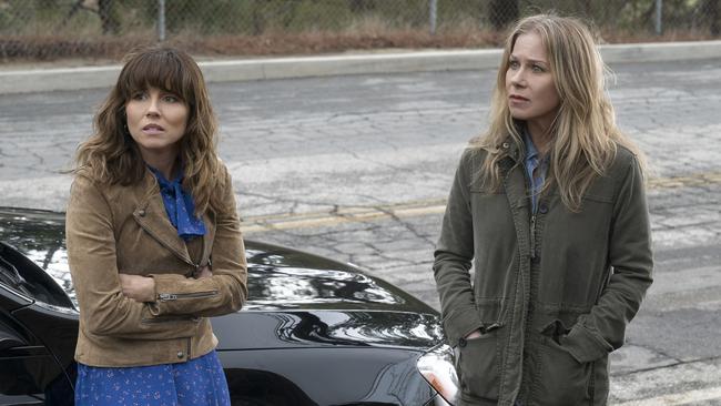 Linda Cardellini and Christina Applegate in a scene from the hit Netflix series, Dead To Me.