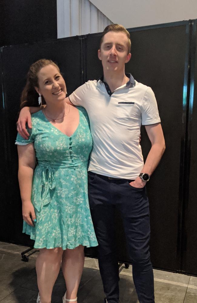 Evie Ludeman, before bariatric surgery, with her partner Jesse.