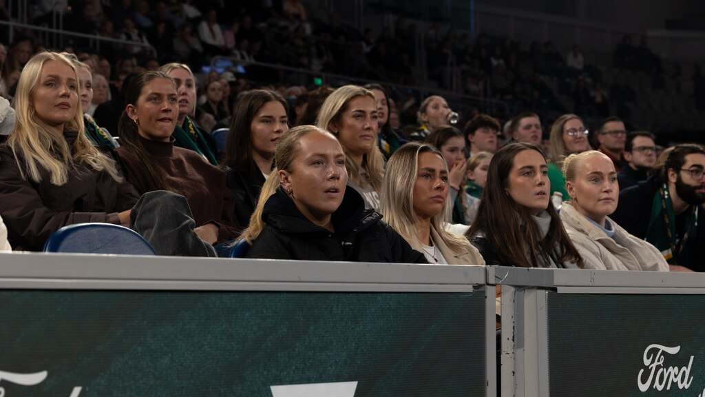Sophie Garbin and her Melbourne Vixens' teammates were at John Cain Arena to support Darcee Garbin as she pressed her case for Olympic section for the Opals against China. Picture: Basketball Australia