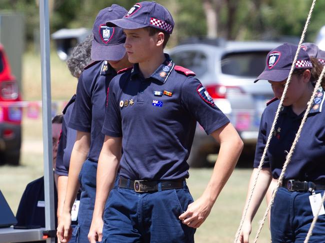 The Biggenden PCYC Emergency Service Cadets head up to accept their award.