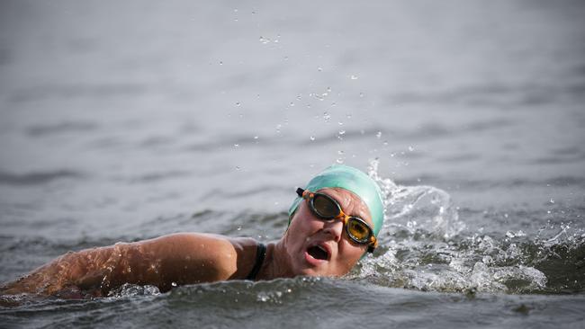 Katya Noble attempting what has been labelled the “Everest of swimming”. Picture: Sean Davey.